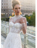 Fully Beaded Ivory Tulle Wedding Dress With Detachable Jacket